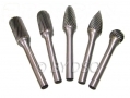 BERGEN Professional 5 Pc 6mm Tungsten Carbide Double Diamond Rotary Burr Set BER0354 *OUT OF STOCK*