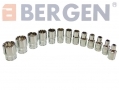 BERGEN 13 Piece 1/4 inch Drive Spline Shallow Socket Set in Blow Moulded Tray Missing 10 mm Socket BER1110-RTN1 (DO NOT LIST) *Out of Stock*