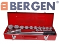 BERGEN Industrial Quality 21 Piece 3/4 inch Drive Chrome Vanadium Socket Set BER1053 *Out of Stock*