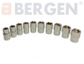 BERGEN 10 Piece 1/2\" Drive Single Hex Socket Set 13 - 24mm BER1153 *Out of Stock*
