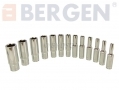 BERGEN Professional 13 Piece 1/4\" Single Hex Deep Socket Set 4-14mm BER1155 *Out of Stock*
