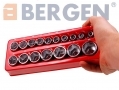 BERGEN Professional 17pc 3/8\" Drive Xi-On Shallow Single Hex Socket Set Highly Polished BER1169 *Out of Stock*