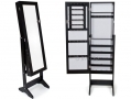 Black Wooden Mirror Jewellery Wardrobe 2 In 1 146 x 36 x 40 cm BML66170 *Out of Stock*