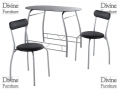 Divine Venice Breakfast Bar Tempered Glass Table with 2 Easy Clean Chairs BML69140 *Out of Stock*