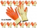 12 pack 11\" Non-slip Fleece and Latex Dipped Builders Gloves Extra Large GL022 *Out of Stock*