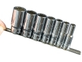 Professional 7 Pc 3/8 Drive Deep Whitworth Socket Set on Rail SS019 *Out of Stock*