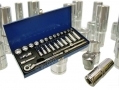 Professional 28 Piece 3/8\" Dr. Metric Single Hex Point Posi Drive Socket Set in Metal Case SS036 *Out of Stock*
