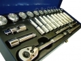 Professional 28 Piece 3/8\" Dr. Metric Single Hex Point Posi Drive Socket Set in Metal Case SS036 *Out of Stock*