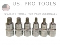 US PRO 1/2\" 13 Piece Spline Torx Bit Socket Set in Steel Case Missing M6 Long, M10, M14 US0514-RTN1 (DO NOT LIST) *Out of Stock*