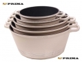Prima Chef Quality 5pc Non Stick Cookware Set with Stainless Steel and Glass Lids in Cream 15182C *Out of Stock*