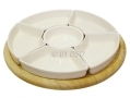 Apollo Rubber wood Lazy Susan with Ceramic Dishes AP7473 *Out of Stock*