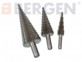 BERGEN Professional 3 Pc HSS Steel Step Drill Set 118 Split Point 4-32mm BER2519 *Out of Stock*