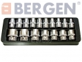 BERGEN 17 Piece 1/2\" Drive Spline Multi Lock Shallow Sockets in Blow Moulded Tray 10-32mm BER1112 *Out of Stock*
