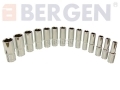 BERGEN Professional 14 Piece 3/8\" Drive 8-21mm Deep Single Hex Socket Set BER1157 *Out of Stock*