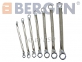 BERGEN Trade Quality 7 Piece Double Hex 75° Swan Neck Ring Spanner Set 6-19mm Damaged Pouch BER1875-RTN1 (DO NOT LIST) *Out of Stock*