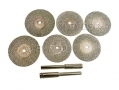 6pc 20 and 22mm Mini Diamond Cutting Disc Set 1/8" Arbours Shank Speed 30,000rpm HB263 *Out of Stock*