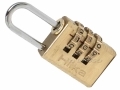 Hilka 20mm Solid Brass Combination Padlock Fully Hardened Shackle 1,000 Combinations HIL70760020 *Out of Stock*