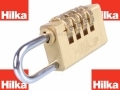 Hilka 30mm Solid Brass Combination Padlock Fully Hardened Shackle 10,000 Combinations HIL70760030 *Out of Stock*