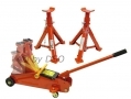 Am-Tech 2 Ton Hydraulic Trolley Jack with 2 Ton Adjustable Folding Axle Stands AMJ05FAS *Out of stock*