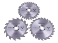 Trade Quality 3pc 160mm TCT Circular Saw Blades with 30mm Bore and Adapter Rings PA020 *Out of Stock*