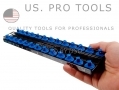 US PRO 1/4 Dual Rail Socket Holder With 360 Studs Holds 26 Sockets US1202 *Out of Stock*