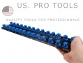 US PRO 1/2 Dual Rail Socket Holder With 360 Studs Holds 28 Sockets for Socket Sizes 8 - 21mm US1204 *Out of Stock*